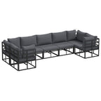 Conjunto de sofás de jardín con cojín 7 pcs Negro Aluminio
