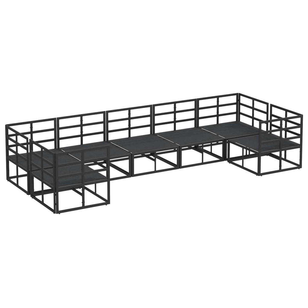 Conjunto de sofás de jardín con cojín 7 pcs Negro Aluminio