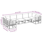 Conjunto de sofás de jardín con cojín 7 pcs Negro Aluminio