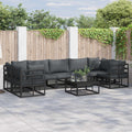 Conjunto de sofás de jardín con cojín 8 pcs Negro Aluminio