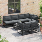 Conjunto de sofás de jardín con cojín 8 pcs Negro Aluminio