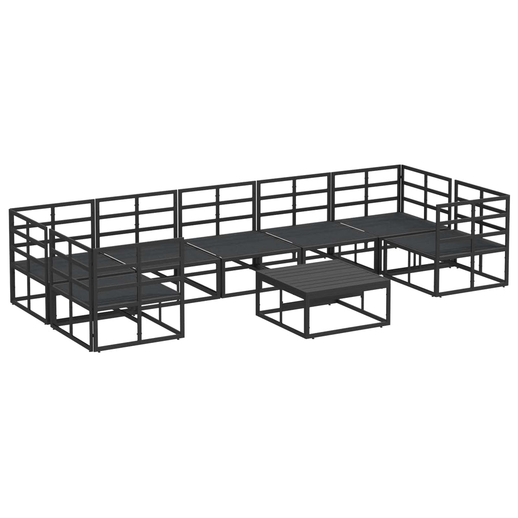 Conjunto de sofás de jardín con cojín 8 pcs Negro Aluminio