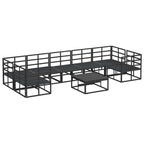 Conjunto de sofás de jardín con cojín 8 pcs Negro Aluminio