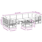 Conjunto de sofás de jardín con cojín 8 pcs Negro Aluminio