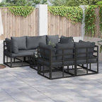 Conjunto de sofás de jardín con cojín 6 pcs Negro Acero