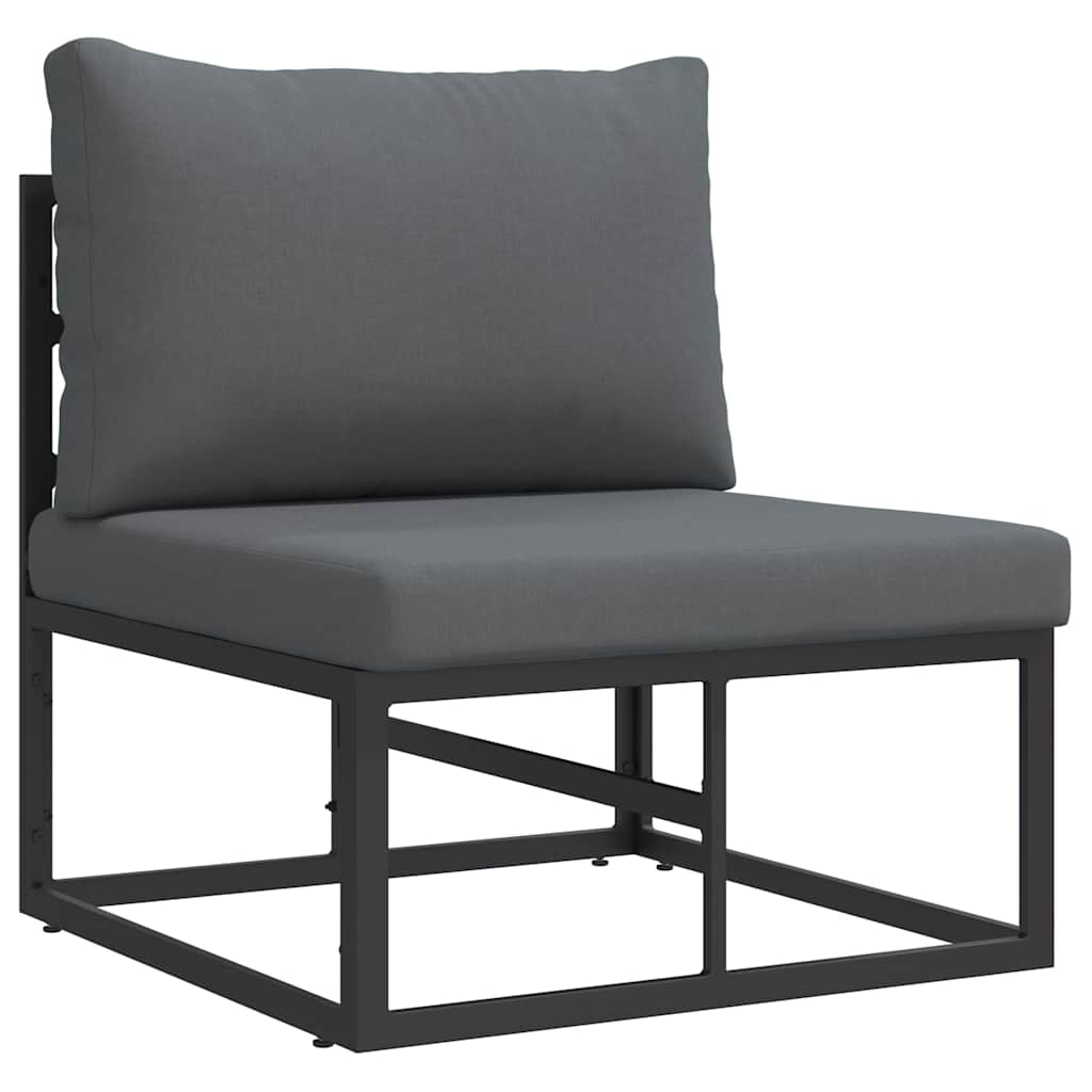 Conjunto de sofás de jardín con cojín 6 pcs Negro Acero