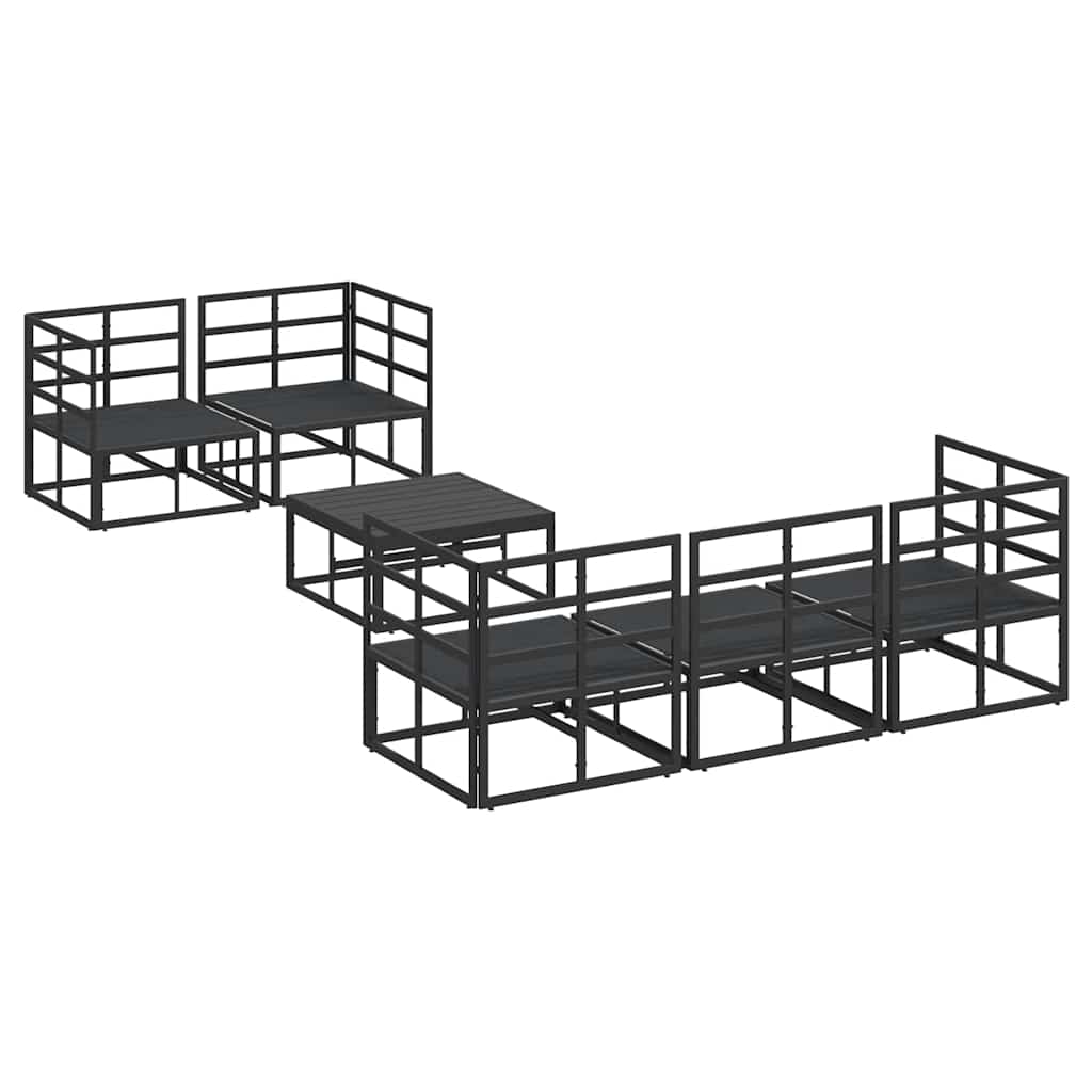 Conjunto de sofás de jardín con cojín 6 pcs Negro Acero