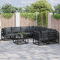 Conjunto de sofás de jardim com almofada 9 pçs Preto Aço