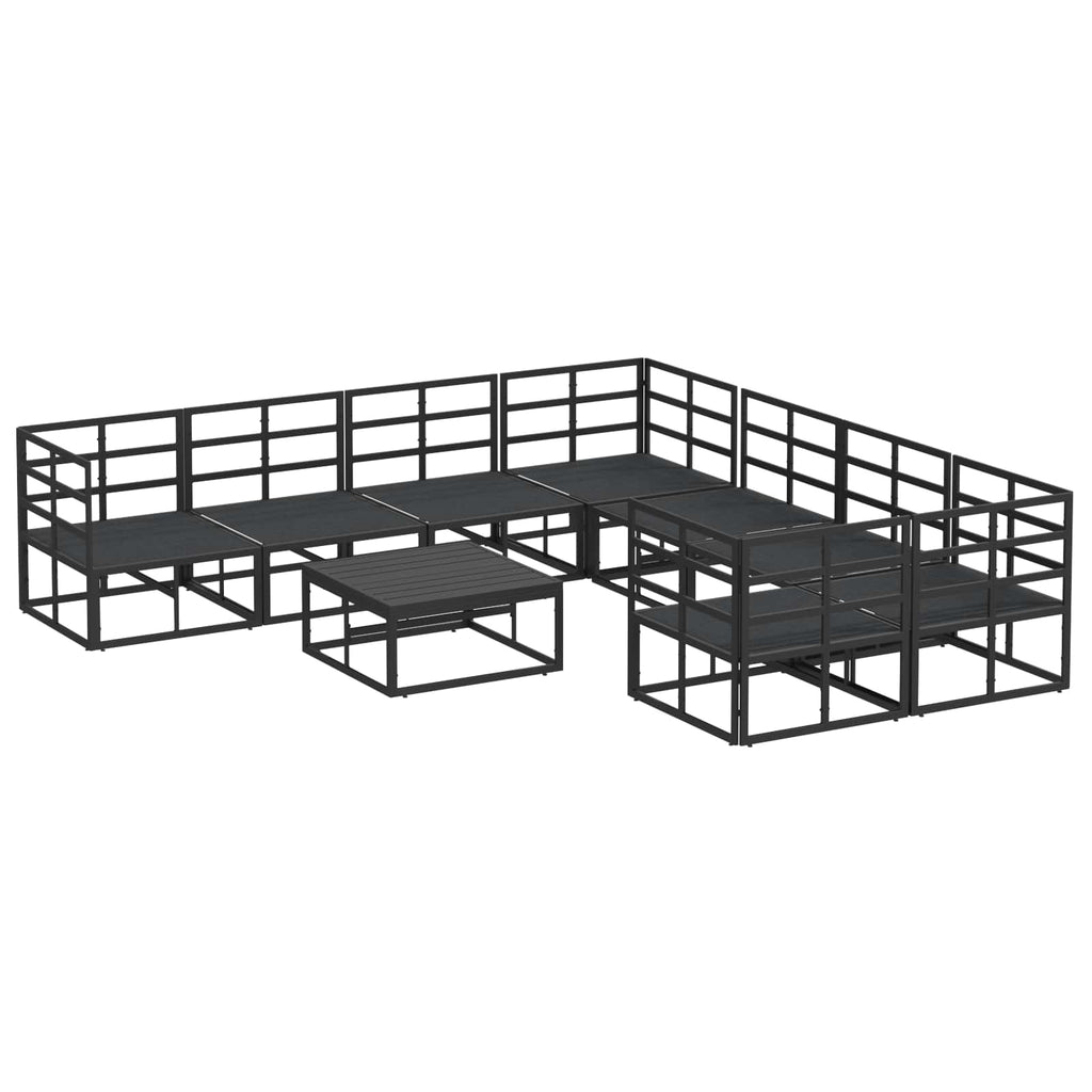 Conjunto de sofás de jardín con cojín 9 pcs Negro Acero