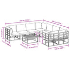 Conjunto de sofás de jardín con cojín 9 pcs Negro Acero
