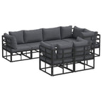 Conjunto de sofás de jardín con cojín 7 pcs Negro Acero