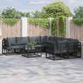 Conjunto de sofás de jardín con cojín 8 pcs Negro Acero