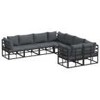 Conjunto de sofás de jardín con cojín 8 pcs Negro Acero