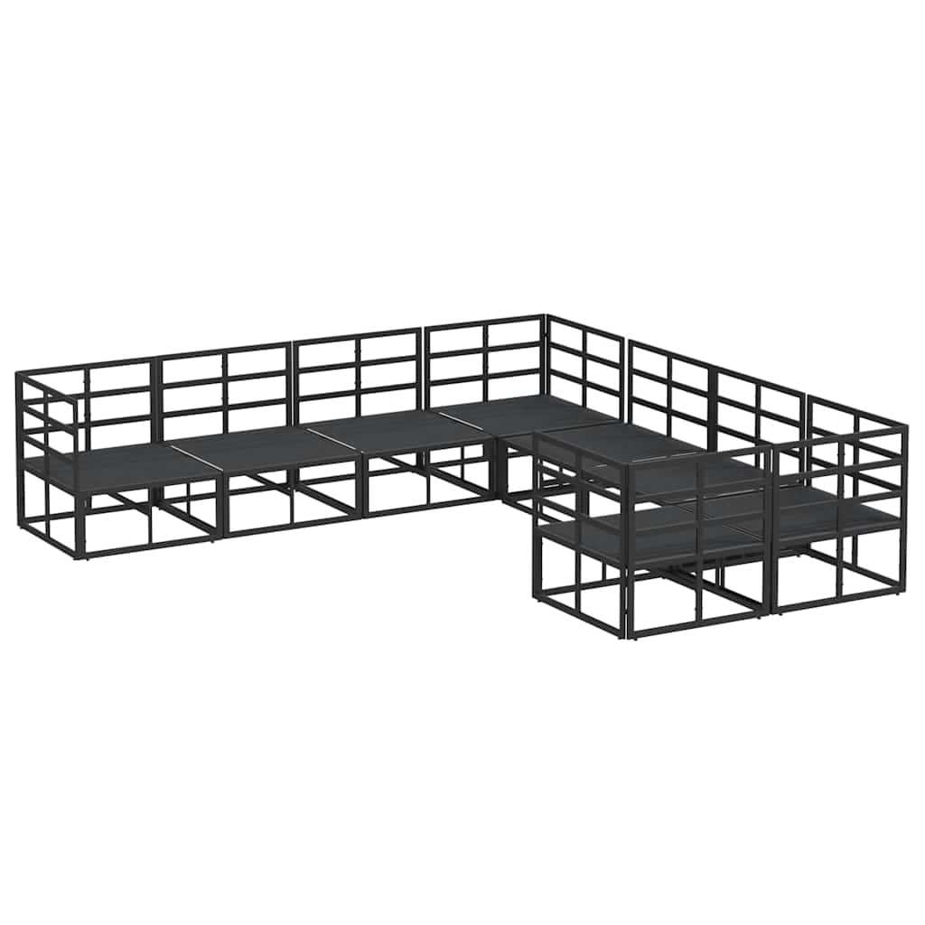 Conjunto de sofás de jardín con cojín 8 pcs Negro Acero