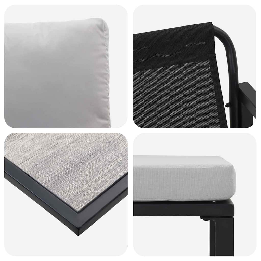 Conjunto de sofás de jardín con cojín 6 pcs Negro Acero