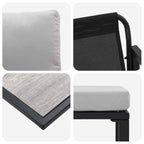 Conjunto de sofás de jardín con cojín 6 pcs Negro Acero