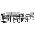Conjunto de sofás de jardín con cojín 6 pcs Negro Acero