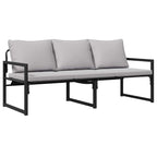 Conjunto de sofás de jardín con cojín 6 pcs Negro Acero