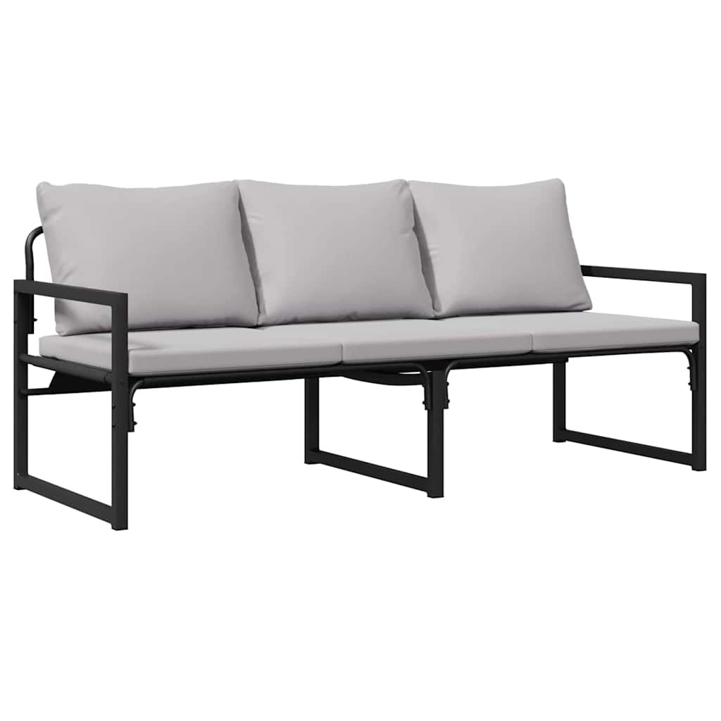 Conjunto de sofás de jardín con cojín 6 pcs Negro Acero
