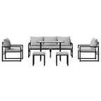 Conjunto de sofás de jardín con cojín 6 pcs Negro Acero