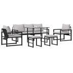 Conjunto de sofás de jardín con cojín 6 pcs Negro Acero