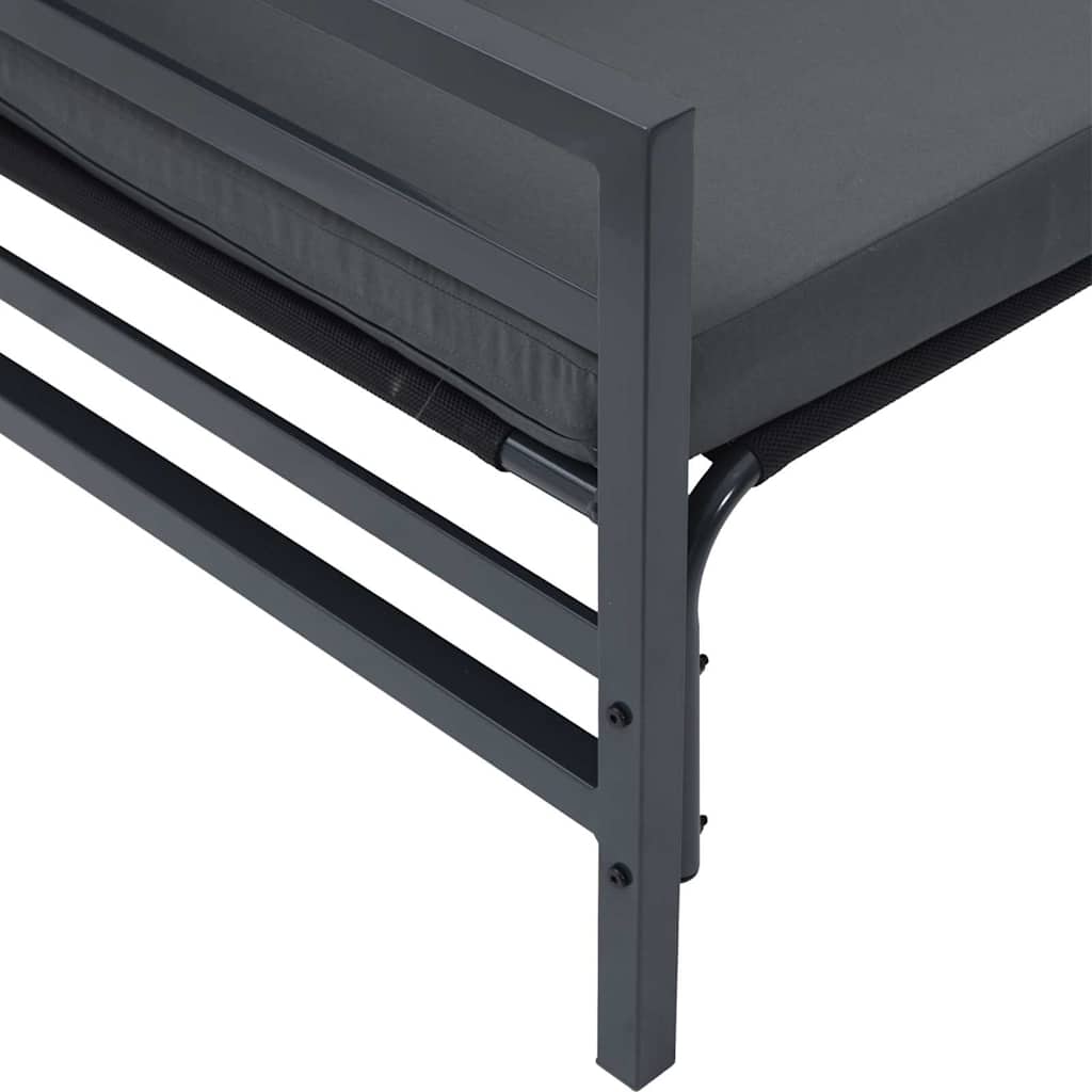 Conjunto de sofás de jardín con cojín 6 pcs Negro Acero