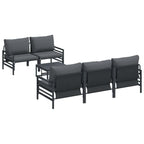Conjunto de sofás de jardín con cojín 6 pcs Negro Acero