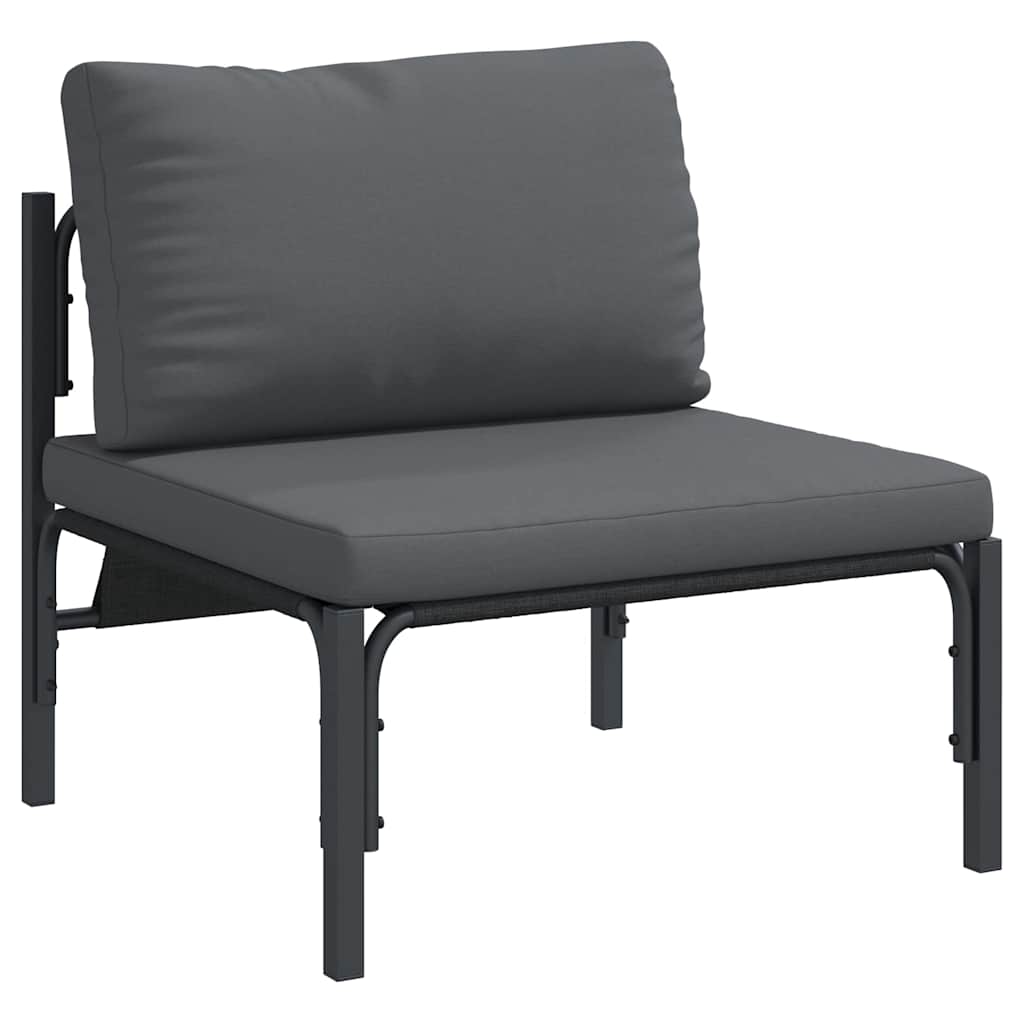 Conjunto de sofás de jardín con cojín 6 pcs Negro Acero