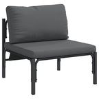 Conjunto de sofás de jardín con cojín 6 pcs Negro Acero