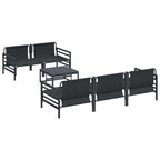 Conjunto de sofás de jardín con cojín 6 pcs Negro Acero