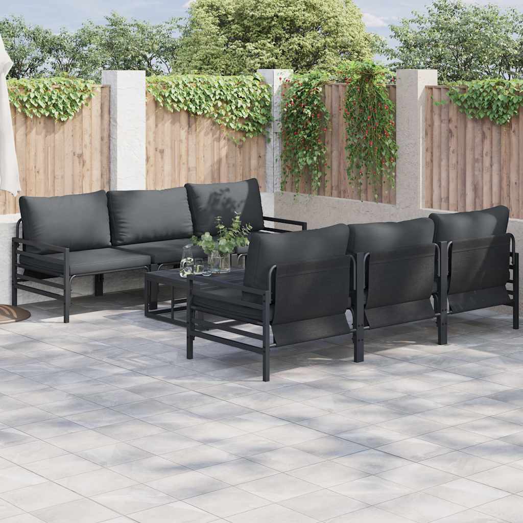 Conjunto de sofás de jardín con cojín 7 pcs Beige Poliratán