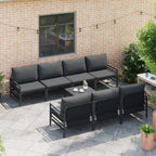 Conjunto de sofás de jardín con cojín 8 pcs Negro Acero