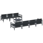 Conjunto de sofás de jardín con cojín 8 pcs Negro Acero