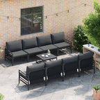 Conjunto de sofás de jardín con cojín 9 pcs Negro Acero