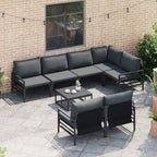 Conjunto de sofás de jardín con cojín 7 pcs Negro Acero