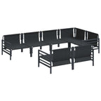 Conjunto de sofás de jardín con cojín 7 pcs Negro Acero