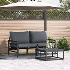 Conjunto de sofás de jardín con cojín 3 pcs Negro Acero