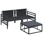 Conjunto de sofás de jardín con cojín 3 pcs Negro Acero