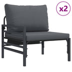 Conjunto de sofás de jardín con cojín 3 pcs Negro Acero