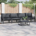 Conjunto de sofás de jardín con cojín 4 pcs Negro Acero