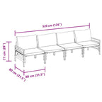 Conjunto de sofás de jardín con cojín 4 pcs Negro Acero