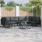 Conjunto de sofás de jardim com almofada 6 pçs Preto Aço