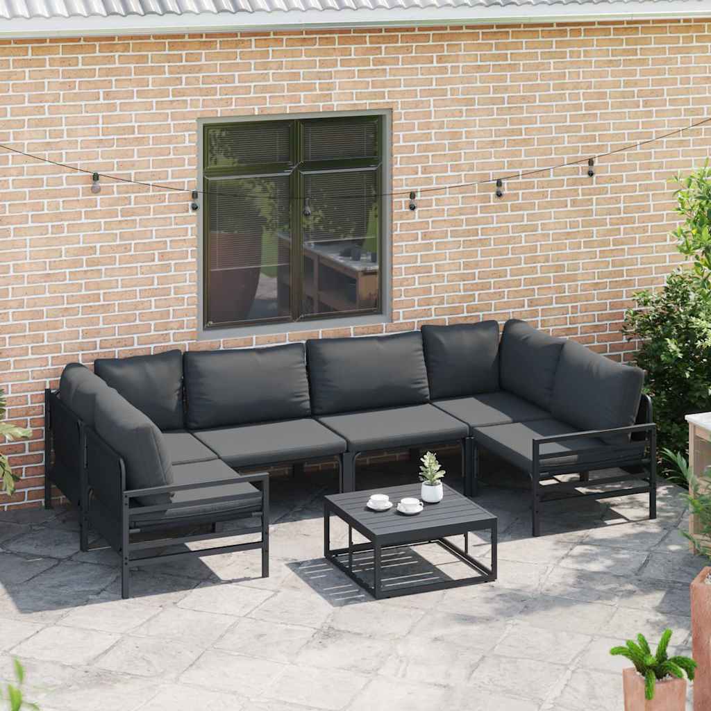 Conjunto de sofás de jardín con cojín 6 pcs Negro Acero