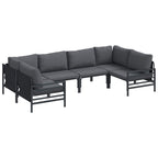 Conjunto de sofás de jardín con cojín 6 pcs Negro Acero