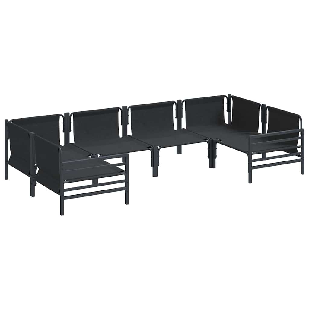 Conjunto de sofás de jardín con cojín 6 pcs Negro Acero