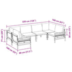 Conjunto de sofás de jardín con cojín 6 pcs Negro Acero