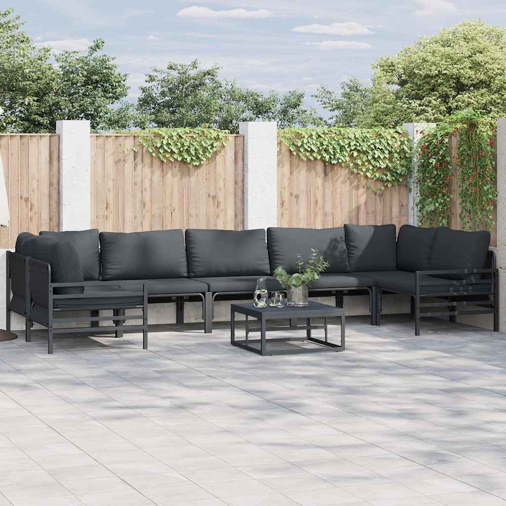 Conjunto de sofás de jardín con cojín 7 pcs Beige Poliratán