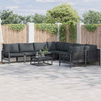 Conjunto de sofás de jardín con cojín 8 pcs Negro Acero