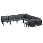 Conjunto de sofás de jardín con cojín 8 pcs Negro Acero