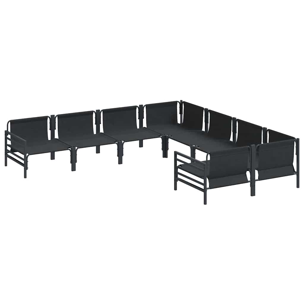 Conjunto de sofás de jardín con cojín 8 pcs Negro Acero